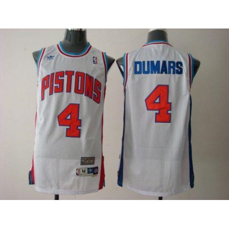 Pistons #4 Joe Dumars White Throwback Stitched NBA Jersey