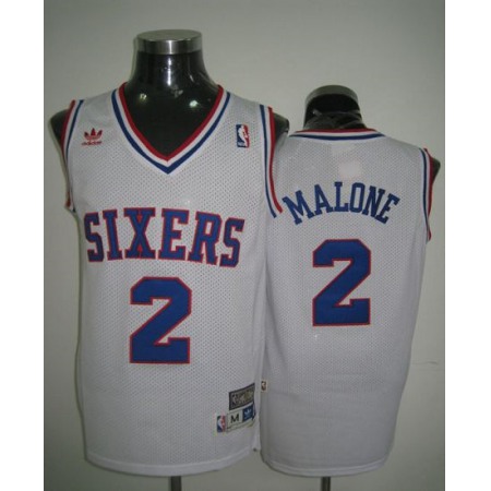 Throwback 76ers #2 Malone White Stitched NBA Jersey