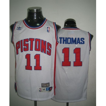 Throwback Pistons #11 Thomas White Stitched NBA Jersey