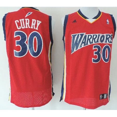 Warriors #30 Stephen Curry Red Throwback Stitched NBA Jersey