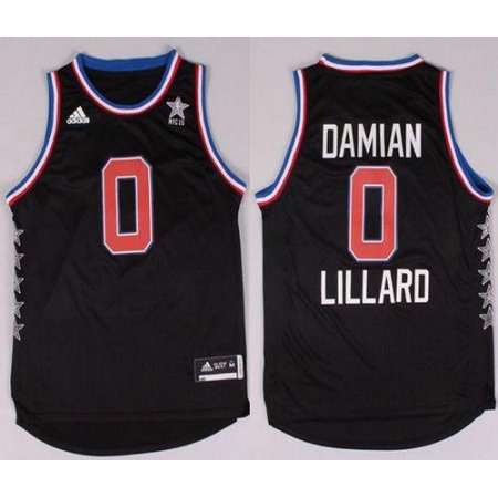 Blazers #0 Damian Lillard Black 2015 All Star Stitched NBA Jersey