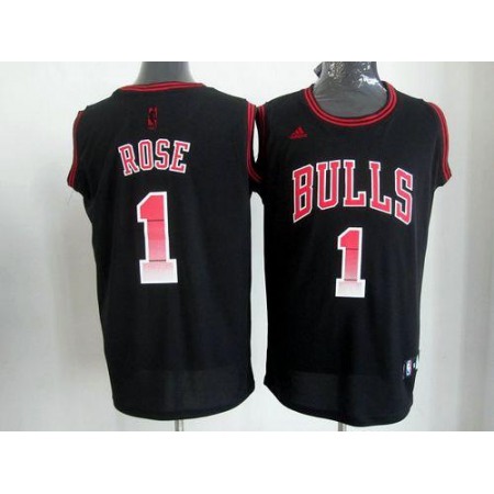 Bulls #1 Derrick Rose Black Stitched NBA Vibe Jersey
