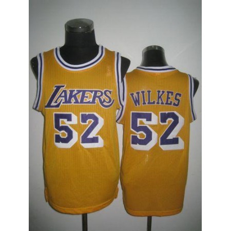 Lakers #52 Jamaal Wilkes Yellow Throwback Stitched NBA Jersey