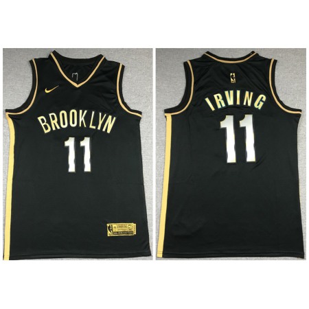 Men's Brooklyn Nets #11 Kyrie Irving 2020 Black Gold Edition Stitched Jersey