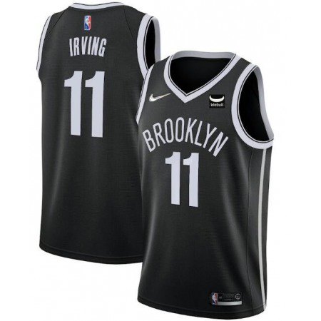 Men's Brooklyn Nets #11 Kyrie Irving 75th Anniversary Black With Patch Stitched Basketball Jersey