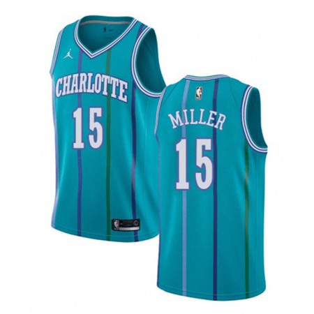 Men's Charlotte Hornets #15 Percy Miller Aqua Stitched Basketball Jersey