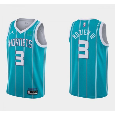 Men's Charlotte Hornets #3 Terry Rozier III Aqua Stitched Basketball Jersey