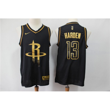 Men's Houston Rockets #13 James Harden Black Gold Stitched NBA Jersey