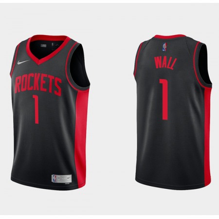 Men's Houston Rockets #1 John Wall Earned Edition Black Stitched Basketball Jersey