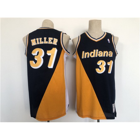 Men's Indiana Pacers #31 Reggie Miller Navy/Yellow Throwback Stitched Jersey