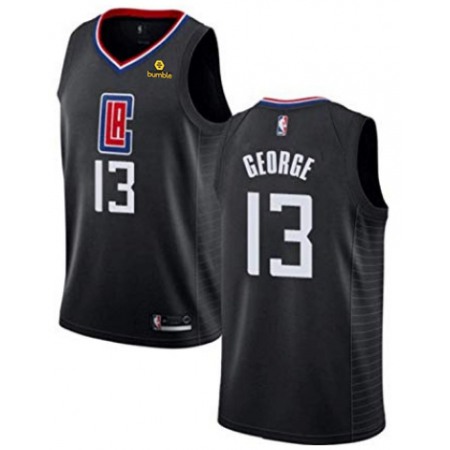 Men's Los Angeles Clippers #13 Paul George Black Stitched NBA Jersey
