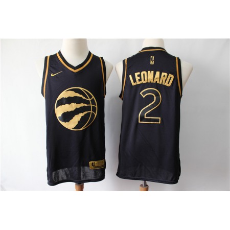 Men's Toronto Raptors #2 Kawhi Leonard Black Gold Stitched NBA Jersey