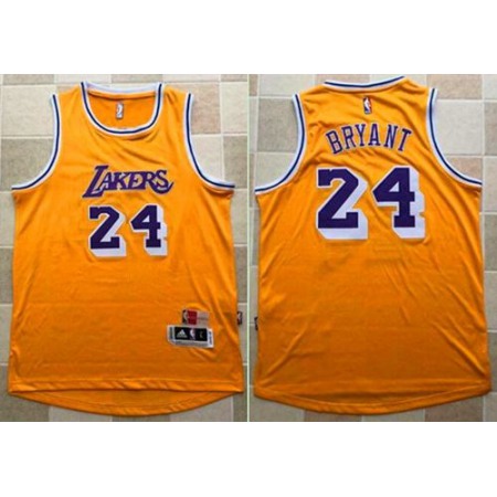 Mitchell and Ness Lakers #24 Kobe Bryant Yellow Stitched Throwback NBA Jersey