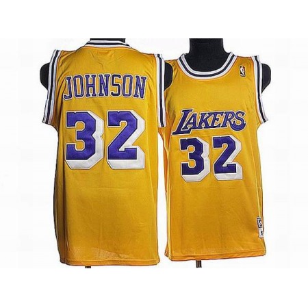 Mitchell and Ness Lakers #32 Magic Johnson Stitched Yellow Throwback NBA Jersey