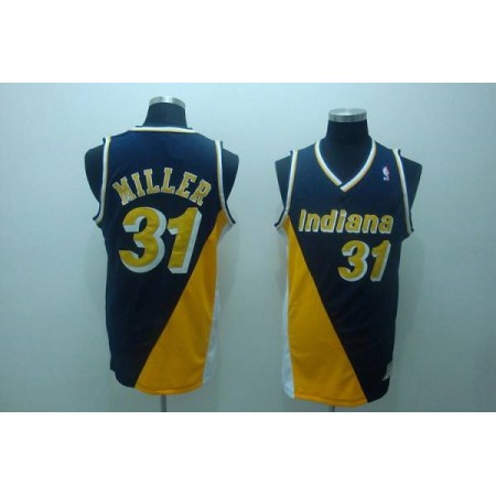Mitchell and Ness Pacers #31 Reggie Miller Stitched Black&Yellow Throwback NBA Jersey