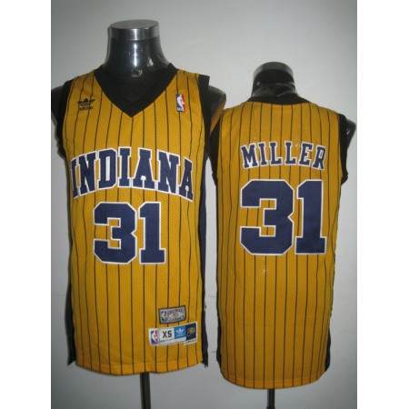Mitchell and Ness Pacers #31 Reggie Miller Yellow Stitched Throwback NBA Jersey