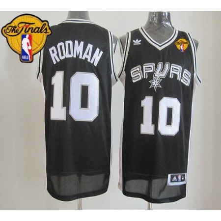 Spurs #10 Dennis Rodman Black Finals Patch Revolution 30 Stitched NBA Jersey
