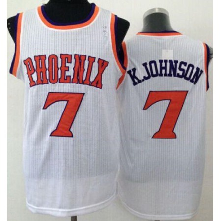 Suns #7 K Johnson White New Throwback Stitched NBA Jersey