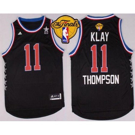Warriors #11 Klay Thompson Black 2015 All Star The Finals Patch Stitched NBA Jersey