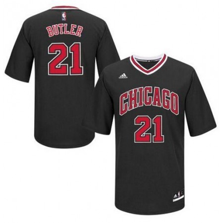 Bulls #21 Jimmy Butler Black Short Sleeve Stitched NBA Jersey