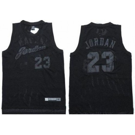 Bulls #23 Michael Jordan All Black Stitched NBA Jersey