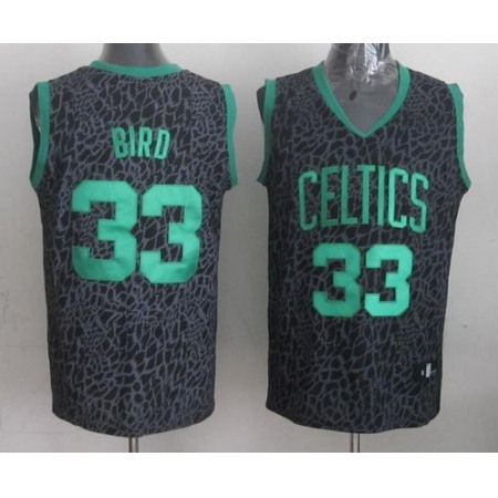 Celtics #33 Larry Bird Black Crazy Light Stitched NBA Jersey