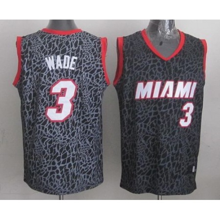 Heat #3 Dwyane Wade Black Crazy Light Stitched NBA Jersey