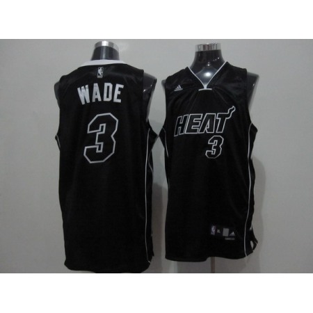 Heat #3 Dwyane Wade Black Shadow Stitched NBA Jersey