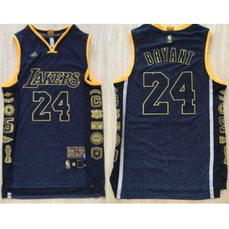 Lakers #24 Kobe Bryant Black Serpentine Retirement Memorial Stitched NBA Jersey