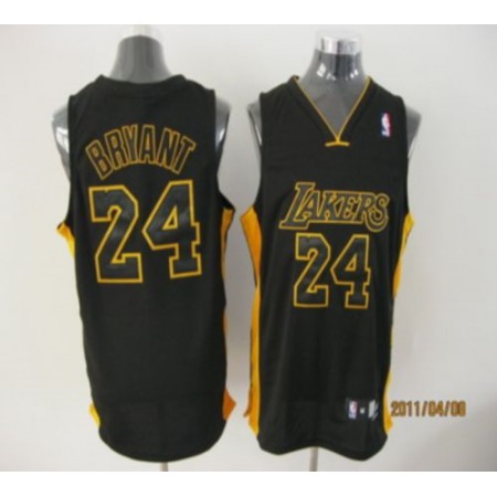 Lakers #24 Kobe Bryant Black With Black NO. Stitched NBA Jersey