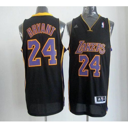 Lakers #24 Kobe Bryant Black With Purple NO. Stitched NBA Jersey