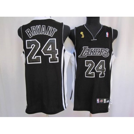 Lakers #24 Kobe Bryant Stitched Black Shadow Champion Patch NBA Jersey