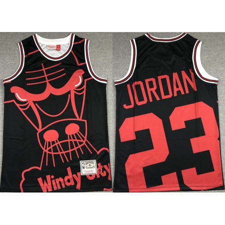 Men's Chicago Bulls #23 Michael Jordan Black Big face Stitched Jersey