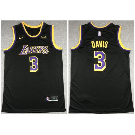 Men's Los Angeles Lakers #3 Anthony Davis Black Stitched NBA Jersey