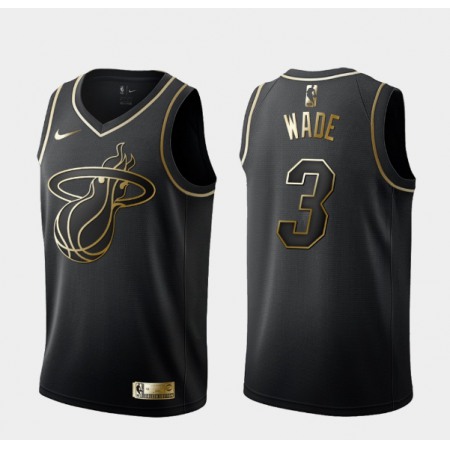 Men's Miami Heat #3 Dwyane Wade Black 2019 Golden Edition Stitched NBA Jersey