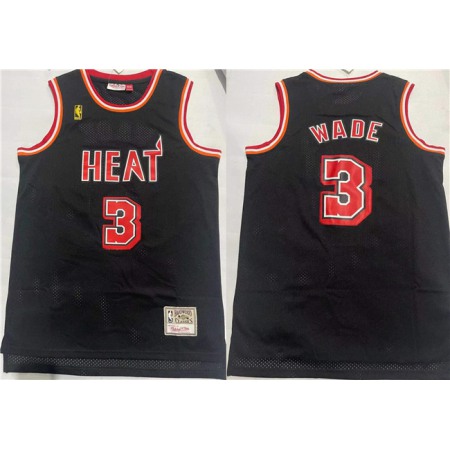 Men's Miami Heat #3 Dwyane Wade Black Stitched Basketball Jersey