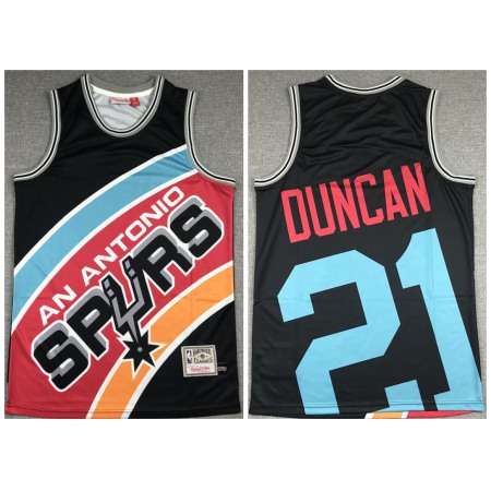 Men's San Antonio Spurs #21 Tim Duncan Black Big Face Stitched Jersey