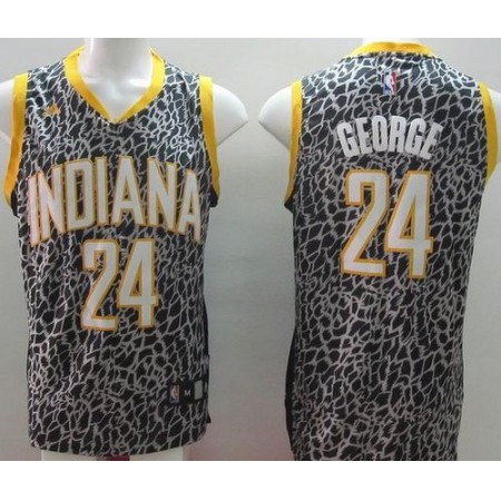 Pacers #24 Paul George Black Crazy Light Stitched NBA Jersey