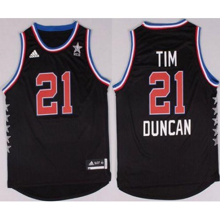 Spurs #21 Tim Duncan Black 2015 All Star Stitched NBA Jersey