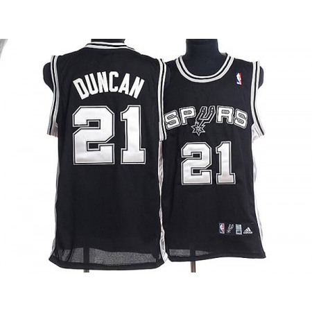 Spurs #21 Tim Duncan Stitched Black NBA Jersey