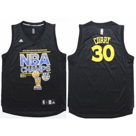 Warriors #30 Stephen Curry Black 2015 NBA Finals Champions Stitched NBA Jersey
