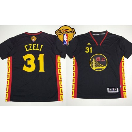 Warriors #31 Festus Ezeli Black Slate Chinese New Year The Finals Patch Stitched NBA Jersey