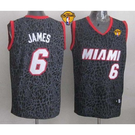 Heat #6 LeBron James Black Crazy Light Finals Patch Stitched NBA Jersey