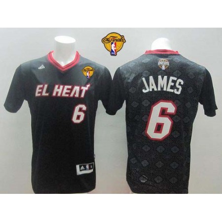 Heat #6 LeBron James Black New Latin Nights Finals Patch Stitched NBA Jersey
