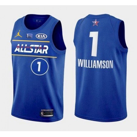 Men's 2021 All-Star Pelicans #1 Zion Williamson Blue Eastern Conference Stitched NBA Jersey