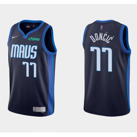 Men's Dallas Mavericks #77 Luka Doncic Black and Blue Stitched Jersey