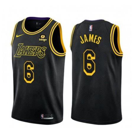 Men's Los Angeles Lakers #6 LeBron James Black "bibigo" Stitched Basketball Jersey