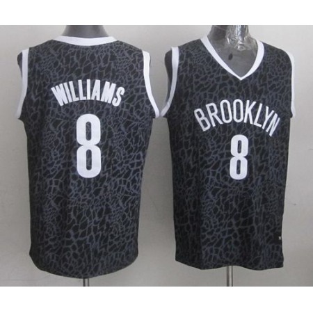 Nets #8 Deron Williams Black Crazy Light Stitched NBA Jersey