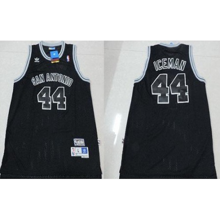 Spurs #44 George Gervin Black "Iceman" Nickname Stitched NBA Jersey