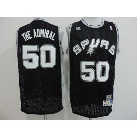 Spurs #50 David Robinson Black "The Admiral" Nickname Stitched NBA Jersey